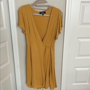 Lulu's Golden Wrap Mini Dress